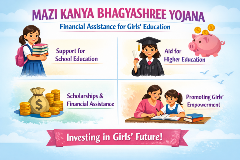 माझी कन्या भाग्यश्री योजना अंतर्गत मुलींच्या शिक्षणासाठी आर्थिक मदतीचे चित्र – आई आणि मुलगी शाळेच्या गणवेशात