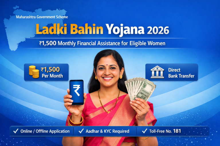 लाडकी बहिण योजना 2026 – पात्र महिलांना दरमहा ₹1,500 आर्थिक सहाय्य महाराष्ट्र शासन योजना