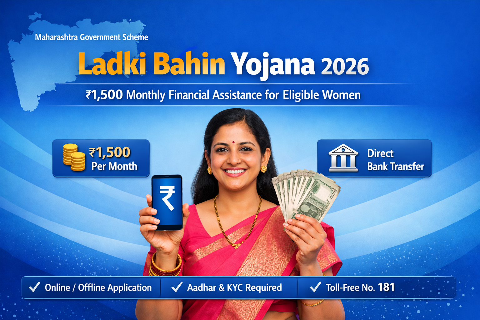 लाडकी बहिण योजना 2026 – पात्र महिलांना दरमहा ₹1,500 आर्थिक सहाय्य महाराष्ट्र शासन योजना