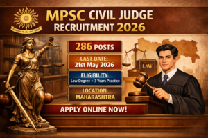 Promotional graphic for MPSC Civil Judge Recruitment 2026